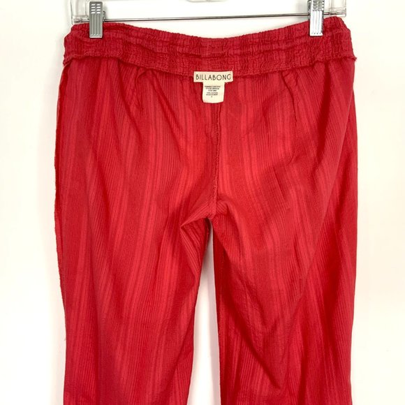 Billabong Coral Red Cotton Elastic Waist Beach Vacation Pants Small - Picture 12 of 16